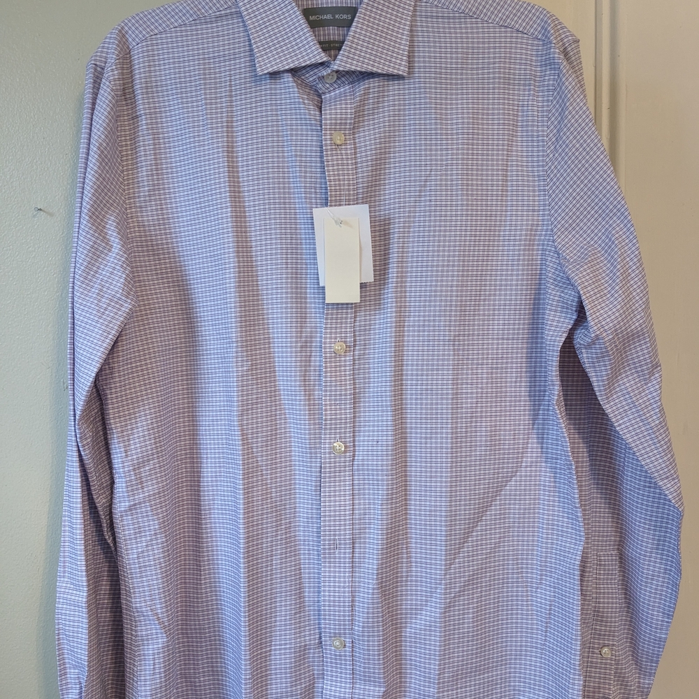 Michael Kors Purple Dress Shirt with Long Sleeves and Tailored Fit